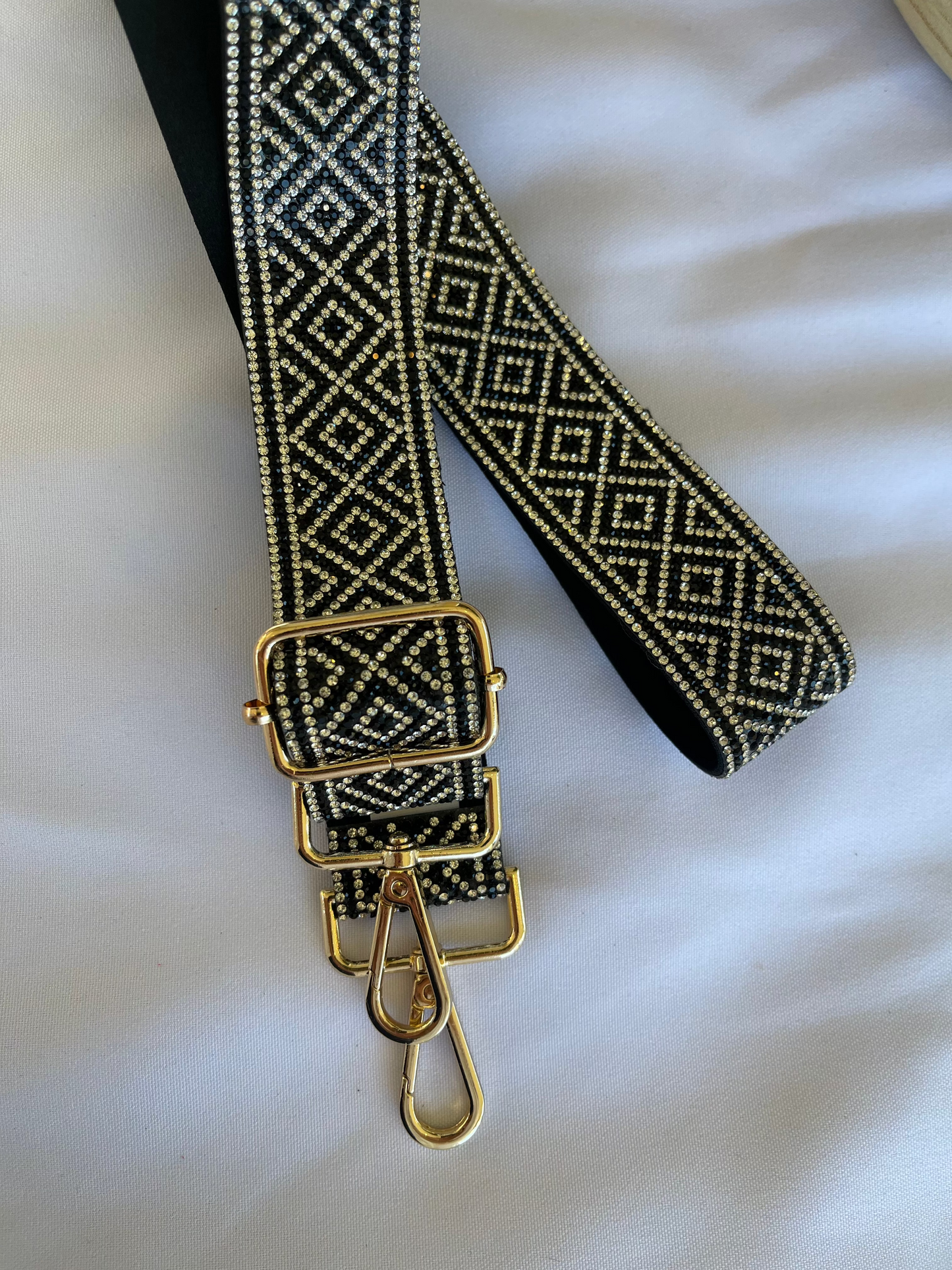 Geometric diamond rhinestone purse strap