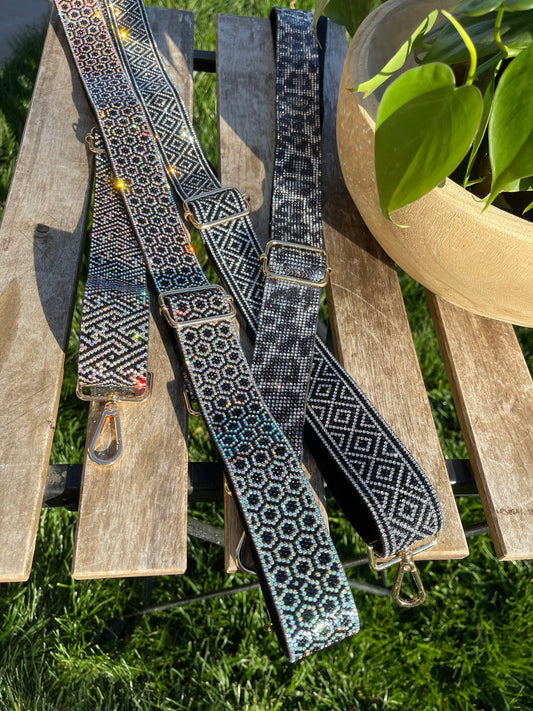 Geometric diamond rhinestone purse strap